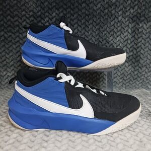 Nike Team Hustle D10 GS Black Game Royal Youth Basketball Shoes Size 6.5Y
